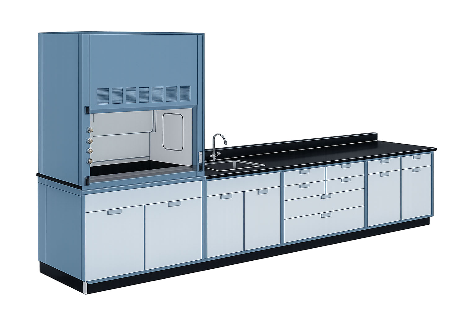 Wall bench+fume hood